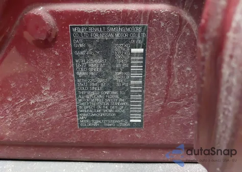 2016 Nissan Rogue Sv z USA, uszkodzony, nr VIN KNMAT2MV2GP653508